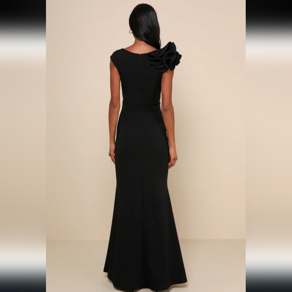 LULUS  BLACK MERMAID MAXI DRESS MEDIUM - Picture 4 of 6